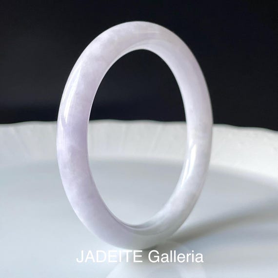 Jade Bangle 55.5 mm - Authentic Type A Burmese Jadeite Jade White  Soft Lavender Jade Bangle Translucent
