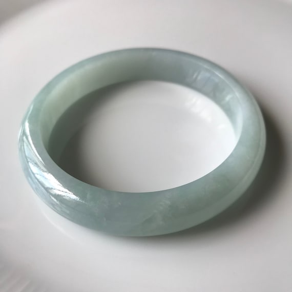 Jade Bangle 59.6 mm - Authentic  Natural Burmese Jadeite Type A Mint Green Bluish Green Rare Jade Bangle