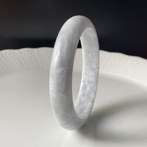 Lavender Jade Bangle 60.9 mm-  Lavender  Grade A Burmese Jadeite  Natural Jade Bangle