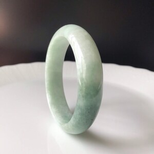 Untreated Jade Bangle 59.1mm- Faint Green and Gray Burmese Jadeite Authentic Grade A Translucent Green Jade Bangle image 3
