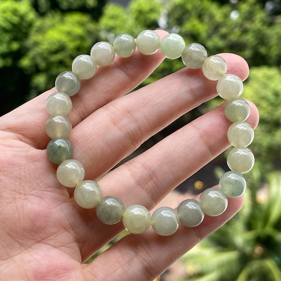 Jade bead bracelet 8mm-  Natural Type A Translucent Ivory Yellow Grade A Burmese Jadeite