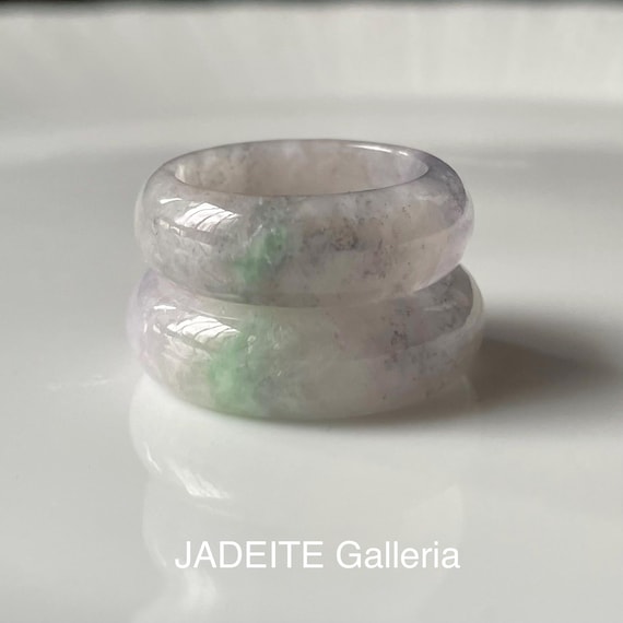Jade Rings US7.5  US8.75 unisex two band rings bundle - Authentic Burmese Jadeite Jade Natural Grade A Translucent