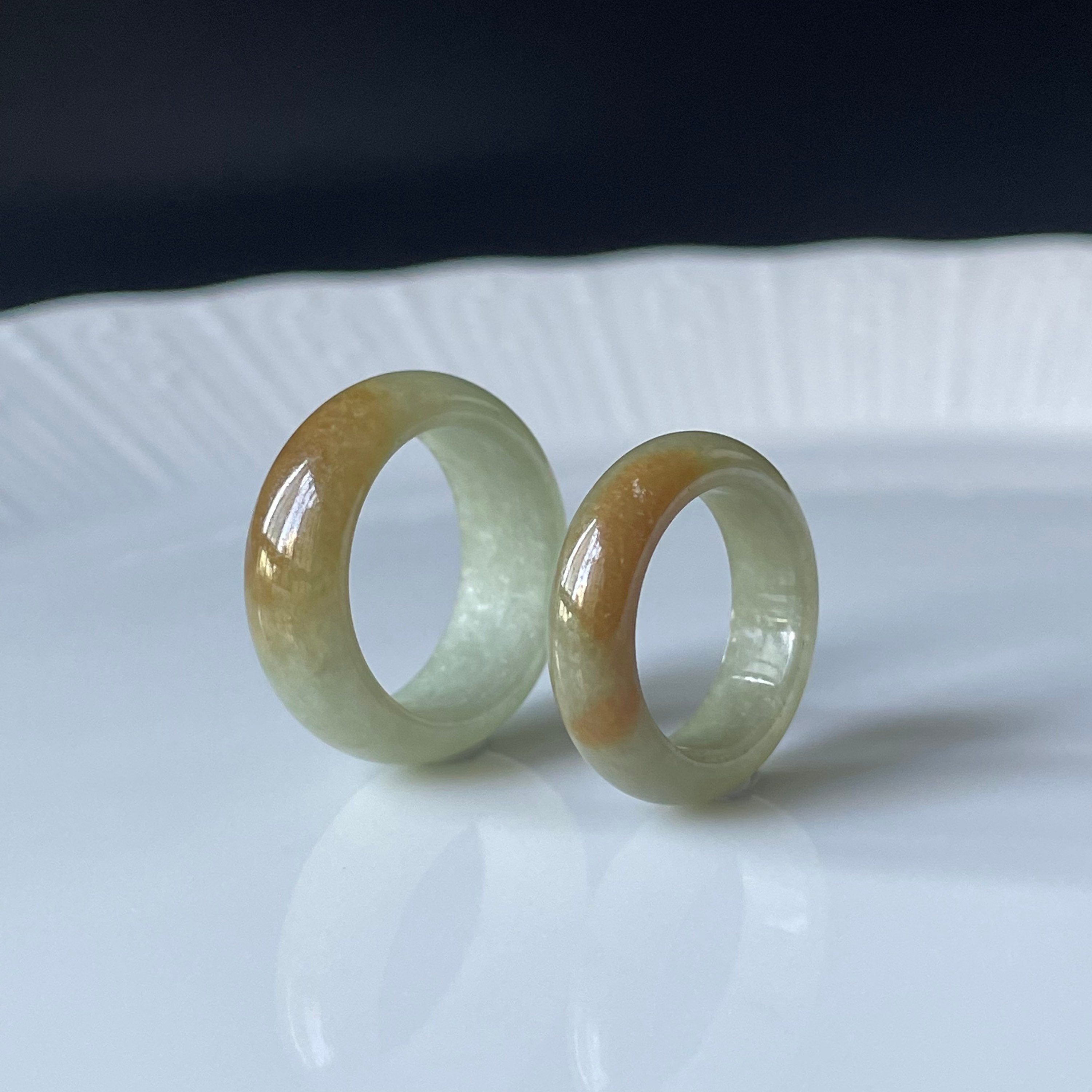 Couple Jade Rings US7.75 US4.7 band rings Authentic Burmese