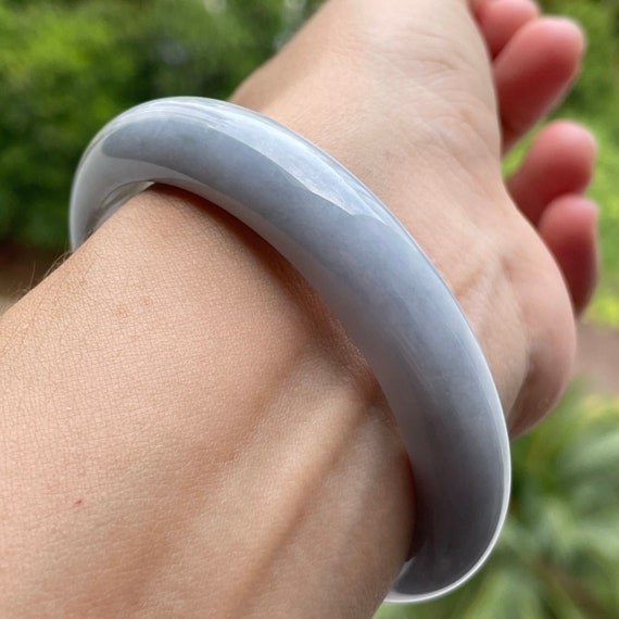 Jade Bangle 58mm - Authentic Burmese Jadeite Jade Genuine Natural Grade A Translucent Bluish Lavender Jade Bangle