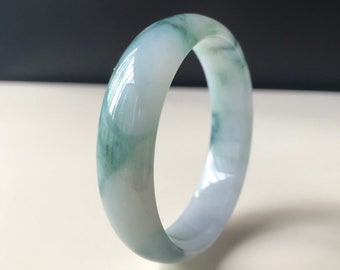 58 mm 認定タイプ A 100% 天然サニーグリーン/ホワイト ジェダイト