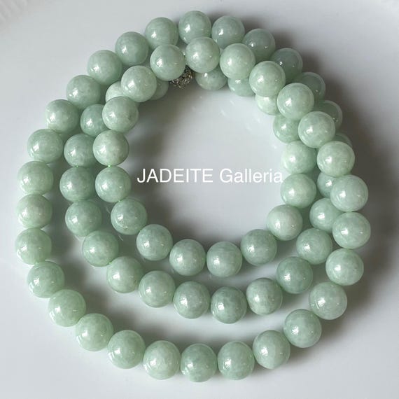 Jade bead necklace - Genuine Authentic Natural BURMESE Jadeite Jade Grade A 10mm beads