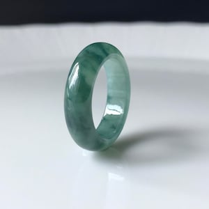 Jadeite Ring US7.5 - Natural burmese jadeite translucent green Authentic Grade A hand made band ring Jade Band Ring Jadeite Band Ring