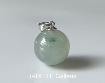 Natural Jadeite Sphere Pendant - Authentic Jade (Type A) with 925 silver Calsp Jade bead pendant Jade Ball Pendant Jade Pendant
