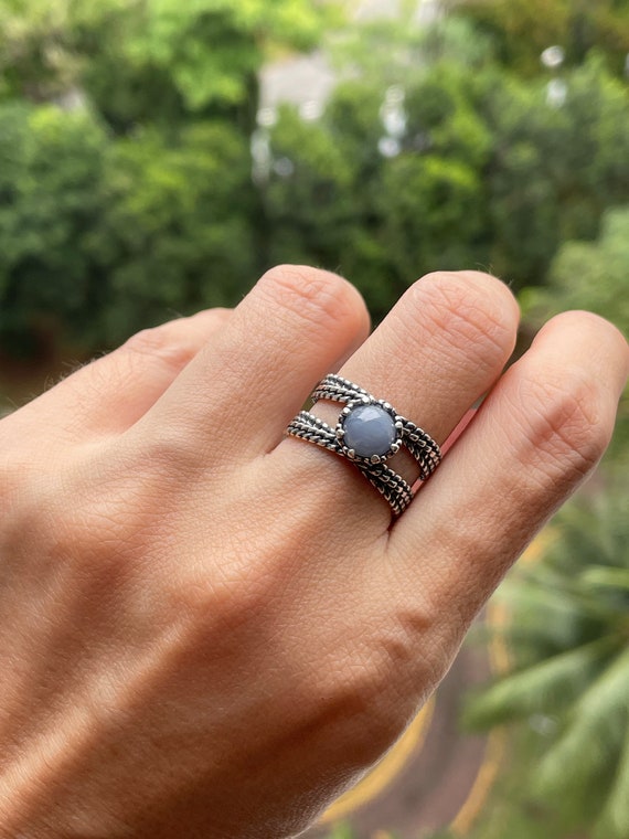 Lavender Jade Ring - Authentic Burmese Natural Jadeite Type A Fine Jewelry Adjustable silver ring