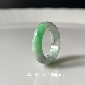US5 Jade Band Ring Authentic Burmese Jadeite Natural Grade A Untreated Jadeite Green Grey