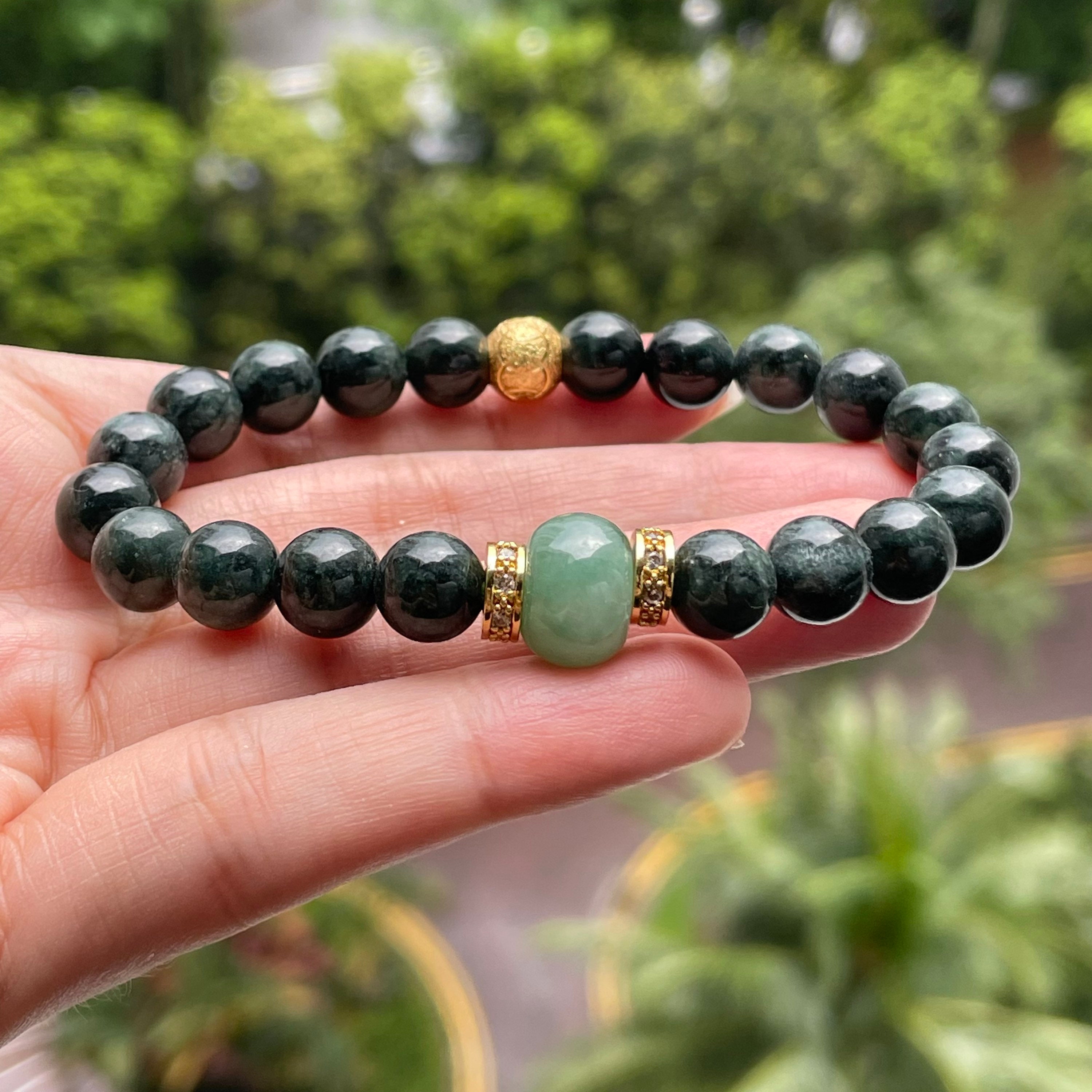 Natural Apple Green Jade Beaded Bracelet, Jade Beaded Bracelet, Natural  Grade A Burmese Jadeite Jade, Minimalist Bracelet 果绿翡翠手串 - Etsy