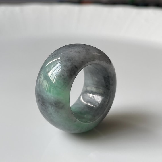 Jade ring US5.25 Burmese Jadeite Grade A Rare Grey Green Abacus Ring or Jadeite Pendant