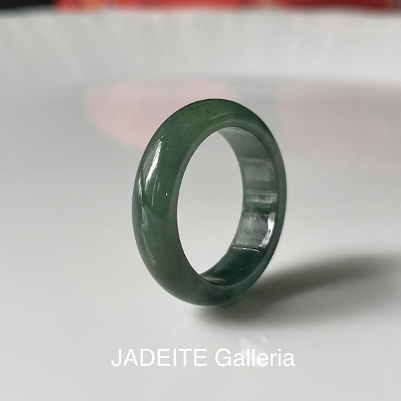 Jade Band Ring US7.75 Translucent Dark Green Beautiful Natural Jadeite Type A Burmese Jade Grade A Jade band ring
