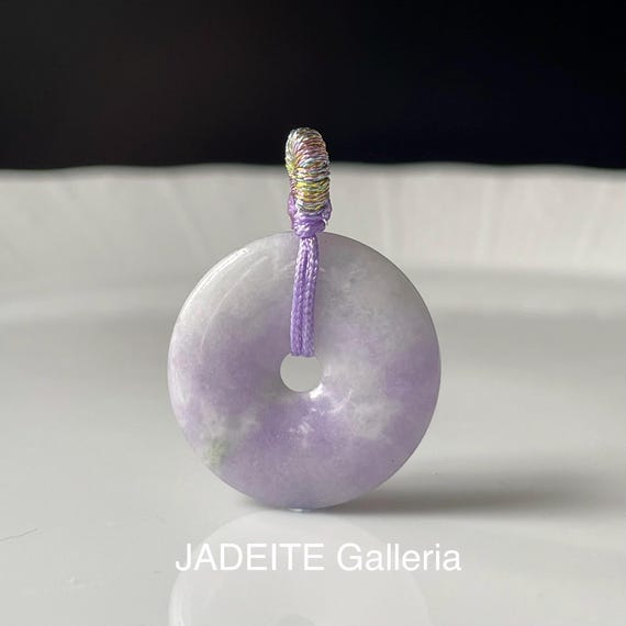 Natural Jade Disc Pendant - Burmese Jadeite Type A Genuine Gemstone Classic Lavender Jade Natural Color Safety Jade Disc