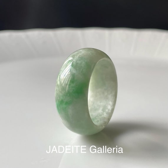 Wide Jade Band Ring US 11.25 -  Genuine Natural Jadeite Type A Burmese Jade Thumb Ring