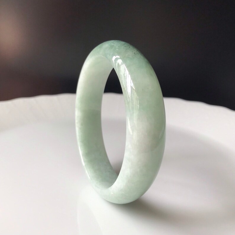 Untreated Jade Bangle 59.1mm- Faint Green and Gray Burmese Jadeite Authentic Grade A Translucent Green Jade Bangle image 1
