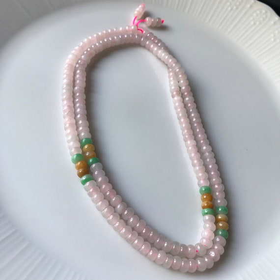 Natural Jade Bead Necklace  5.7mm MYANMAR Type A jadeite beaded necklace Translucent Jade Bead Necklace