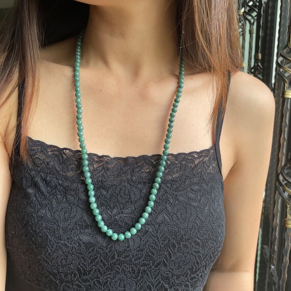 Jade Bead Necklace - Genuine Authentic Natural Myanmar Jadeite Jade Grade A 9mm Dark Green beads