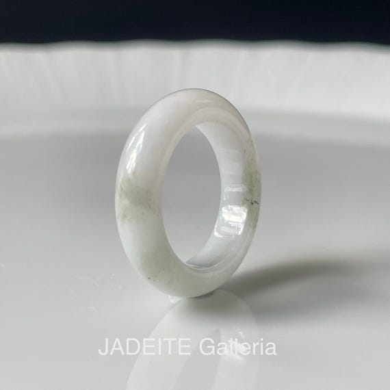 Jade Ring US6.75 BURMESE WHIT JADEITE Natural Type A Authentic Jade Band Ring white jade band ring