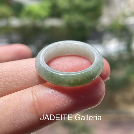 Natural jade band ring US6.75 - Type A Burmese jade Untreated jadeite ring
