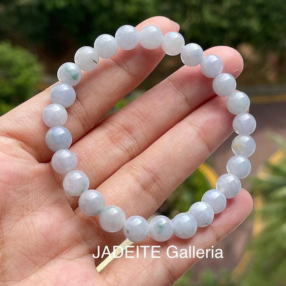 Jade Bracelet 6mm Soft purple bead Untreated Jadeite Natural Type A Burmese Jadeite Translucent Quality Expandable bracelet