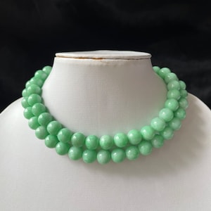 Mother’s Day Gift Jade Bead Necklace - Genuine Authentic Natural Myanmar Jadeite Jade Grade A 9mm Green bead Necklace