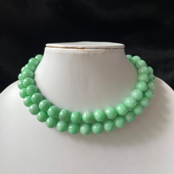 Mother’s Day Gift Jade Bead Necklace - Genuine Authentic Natural Myanmar Jadeite Jade Grade A 9mm Green bead Necklace