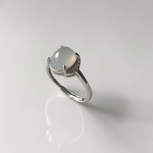 Myanmar Jadeite Ring Adjustable - Natural Type A Jadeite Cabochon with 925 Silver