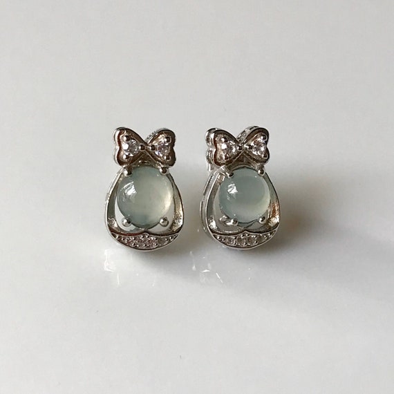 Burmese Jade Earrings - MYANMAR Grade A Natural Jadeite with 925 silver