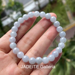 Jade Bracelet 6mm Soft purple bead Untreated Jadeite Natural Type A Burmese Jadeite Translucent Quality Expandable bracelet