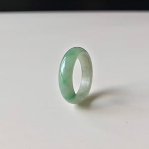 US6.75 Natural jade band ring translucent fine green Burmese Jadeite Abacus Ring Green Jade Ring Jadeite Band Ring Natural Green Jade