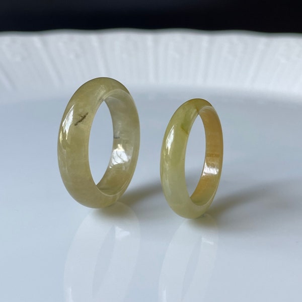 Jade Rings US8.5 , US6.75 unisex band rings - Authentic Burmese Jadeite Jade 100% Natural Grade A Translucent Kiwi Skin