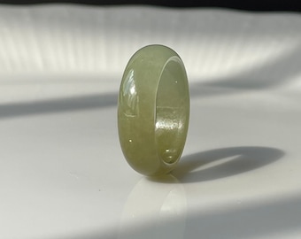 Jadeite Ring US5.5 Authentic Natural Burmese Kiwi Green Jadeite Abacus Ring Jade Band Ring