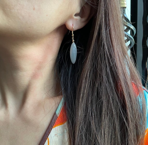Untreated Jade Earrings - Grade A Burmese Authentic translucent White Capaule pairs of jadeite Earrings White Jade Earrings
