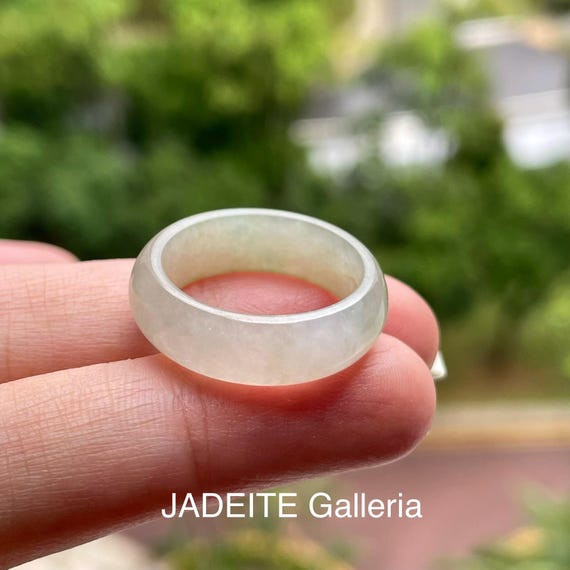 Jade Ring US7.75 - Natural Authentic Burmese jadeite translucent Jade Band Ring