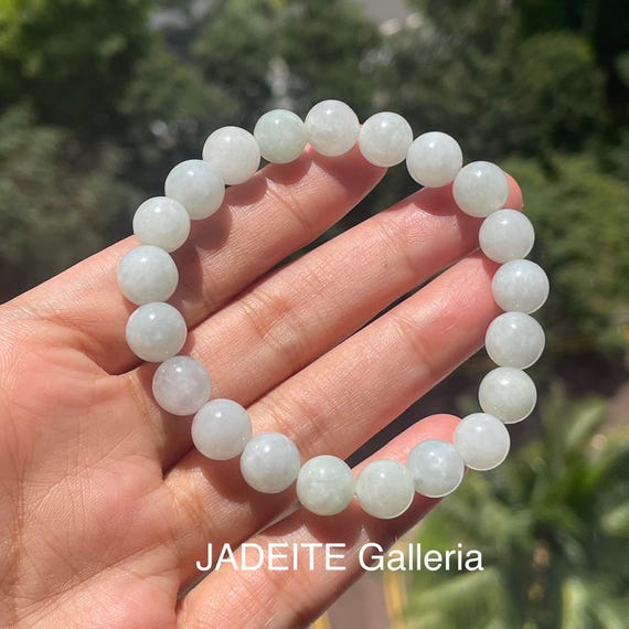 White Jade bracelet - Authentic Natural BURMESE Jade Type A Translucent White 8mm bead Jade Bracelet