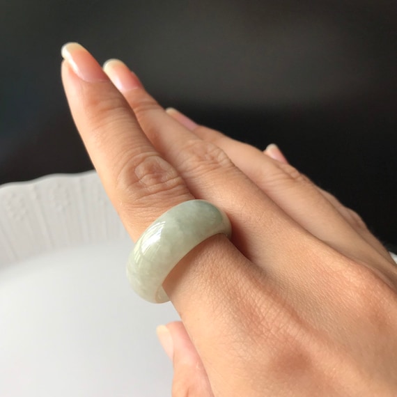 US9.5 Jade Band Ring Abacus Ring  Natural Type A Burmese Jadeite Grade A
