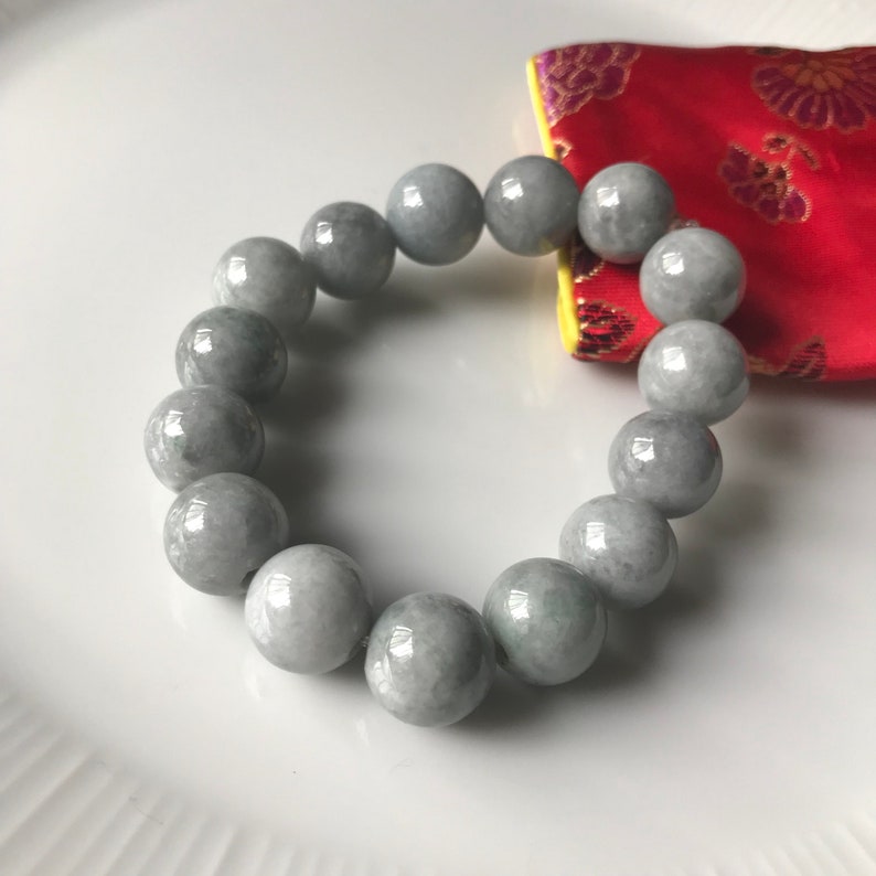 Mens Jadeite Bead Jade Bracelet 13mm Natural Burmese Etsy