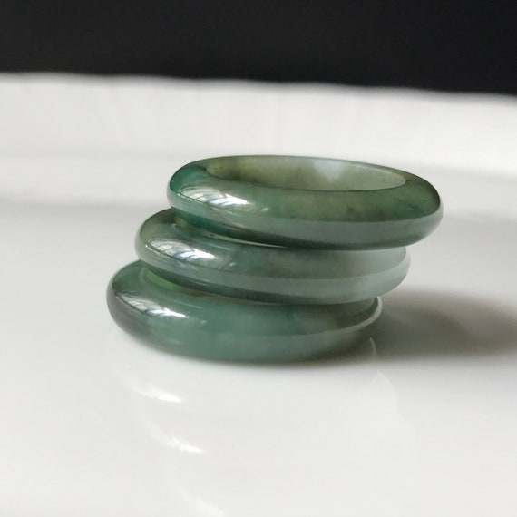 Bundle Stack Jade band Rings US7.25 - Authentic MYANMAR Natural Jadeite grade A