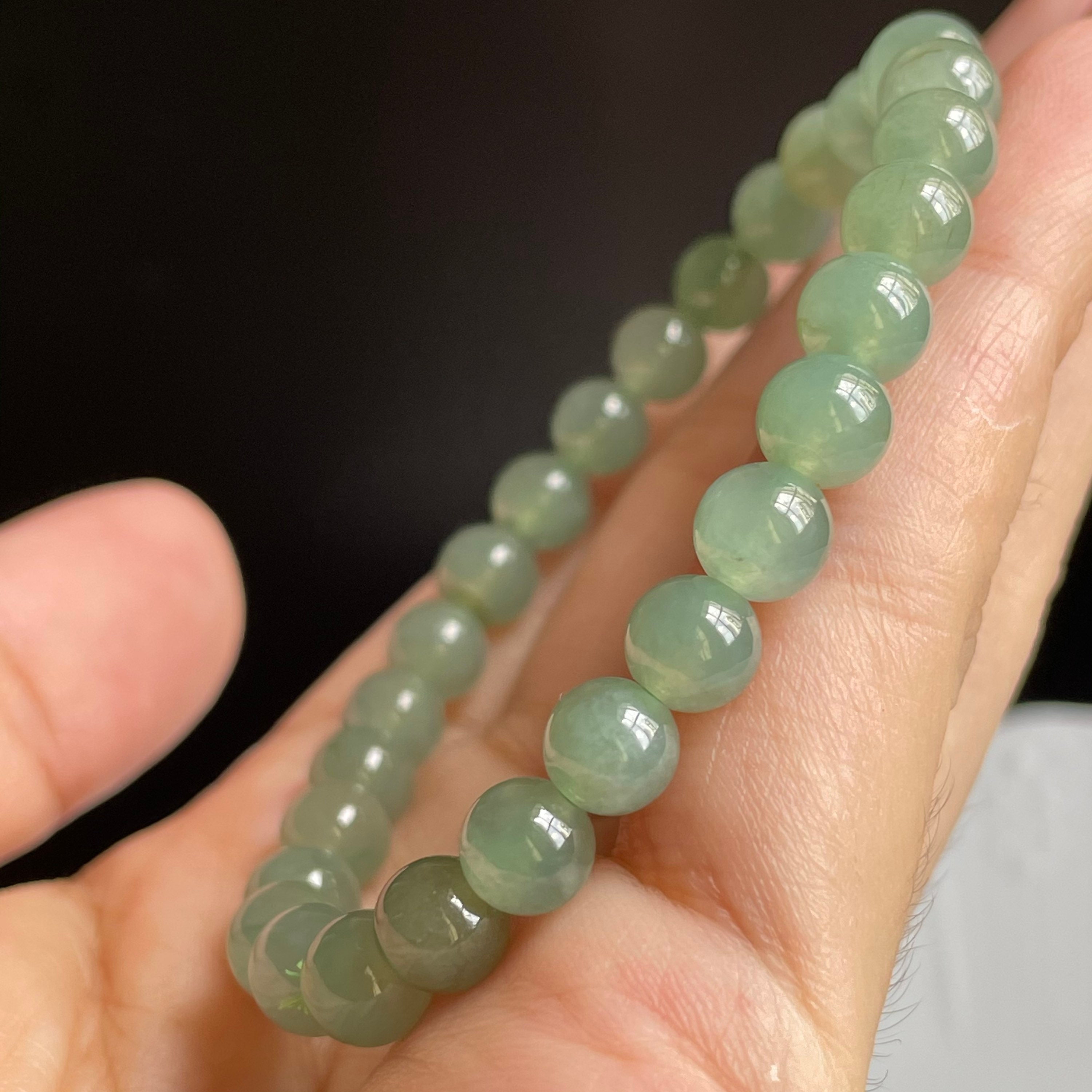 Bracelet de perles de jadéite vert cornichon de 6,3 mm Bracelet de jadéite  fine verte translucide de type A de Birmanie 100 % naturel -  France