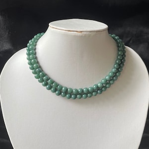 Jade Bead Necklace - Genuine Authentic Natural Myanmar Jadeite Jade Grade A 9mm Dark Green beads