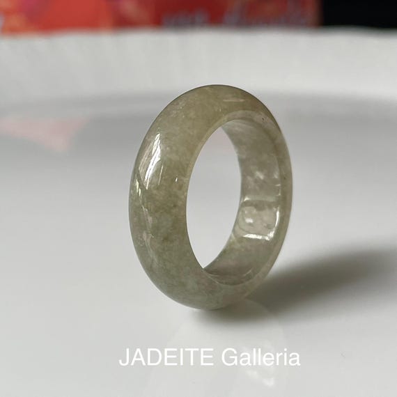 Jade Ring US9.6 Translucent jade - Natural Jadeite Type A Burmese Grade A Jade band ring