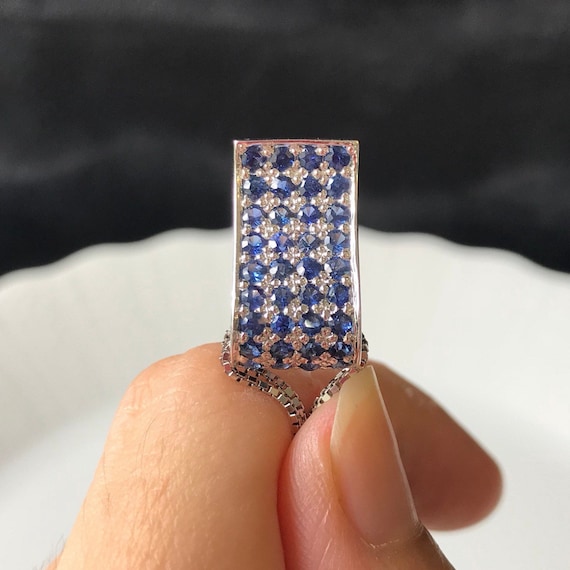Mogok Unheated Natural Sapphire Pendant with 18K White Gold plated on Solid Yellow Gold -  Famous Burmese Natural Sapphire