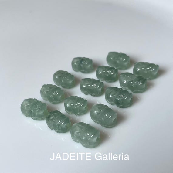 Mini Pixu Bundle Lot Sale Natural BURMESE Jadeite Type A Translucent Bluish Green DIY supply