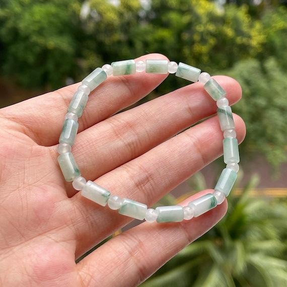 Natural Jadeite Segmented Bracelet - Untreated Natural  Burmese Jadeite Type A Jade Bead Bracelet Jade Bracelet