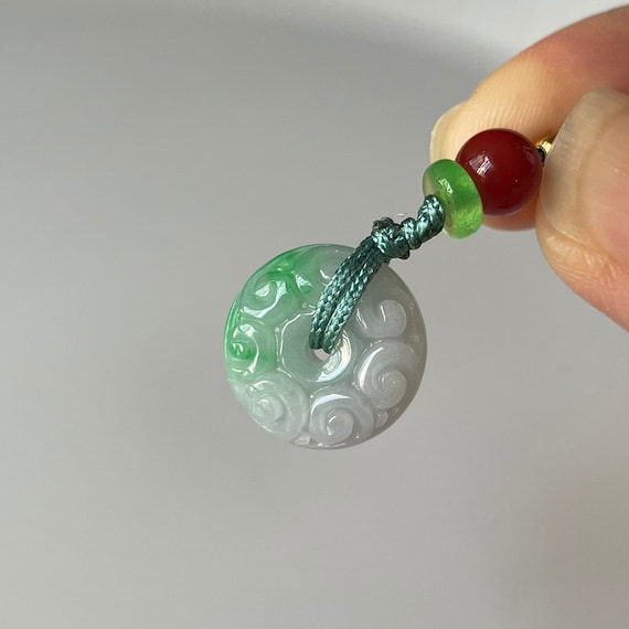 Natural Jade Bicolor Pendant - Burmese (Myanmar) Jadeite Natural Type A Authentic Donut Curving Pendant Jade Pendant Grade A jade pendant