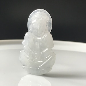 Guan Yin Jade Pendant - Natural Type A Jadeite Jade translucent white Authentic Burmese Jadeite Carving White Jade Kwan Yin Pendant