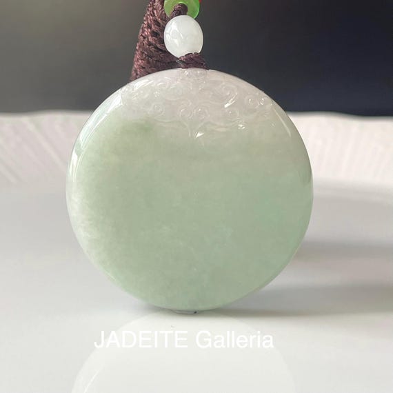 Jade Pendant - Burmese Jadeite Untreated Natural Type A (Grade A) Authentic Jade Round Pendant