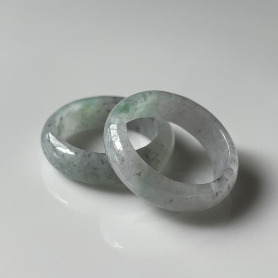 Jade Rings US 7.75 unisex band rings - Authentic Burmese Jadeite Jade 100% Natural Grade A Translucent White