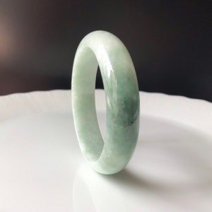 Untreated Jade Bangle 59.1mm- Faint Green and Gray Burmese Jadeite Authentic Grade A Translucent Green Jade Bangle image 2